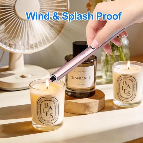Electric Candle Lighter Christmas Stocking Stuffers Gifts for Women | Rechargeable USB,Birthday Gifts for Mom Her,Windproof Flameless Dual Arc,Camping BBQ Kitchen Lighters for Candle,Safety Lock thumbnail 2