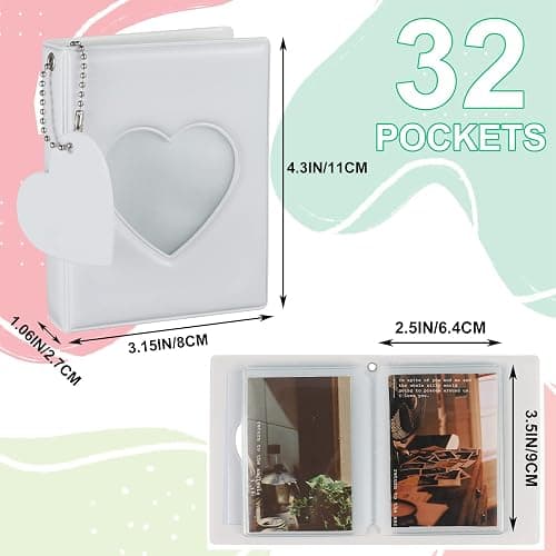 FRIUSATE Kpop Photocard Holder Book, 32 Pockets, 3 Inch, White | PVC, Mirror-Like Binder, Mini Photo Album for Kpop Photocards, Mini Card Binder thumbnail 3