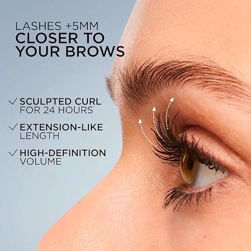 L'Oreal Paris Extensionist Mascara, Lengthening, Volumizing, and Curling Formula For a Lash Extension Eye Makeup Look, Washable Blackest Black thumbnail 4