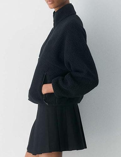 Yozazzy Fleece Jackets Women Causal Long Sleeve Sherpa Jacket Warm Ziper Fuzzy Coat Sweatshirts Trendy with Pockets thumbnail 3