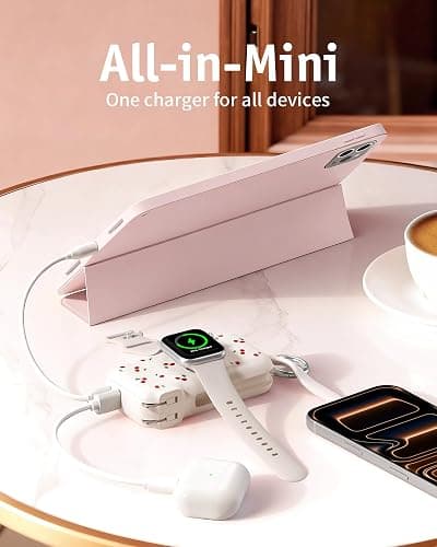 RORRY Flow Portable Charger, 10000mAh 40W Fast Charging Power Bank with Built-in USB C Cable and Foldable Wall Plug, Battery Pack Travel Essentials for iPhone 17/16/15, Apple Watch, iPad, MacBook thumbnail 2