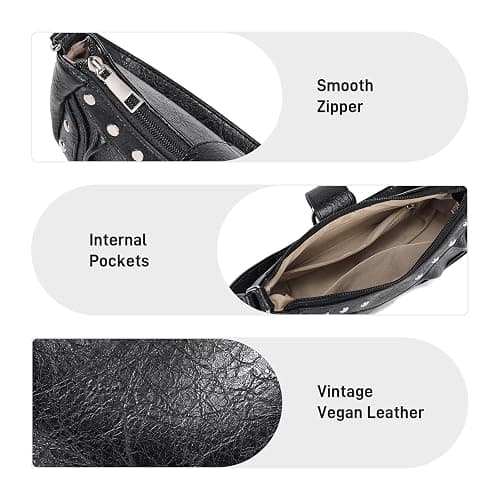 HIYOLALA Y2K Purse Small Shoulder Bags for Women with Rivets Punk Style Goth Grunge Emo Handbag thumbnail 5