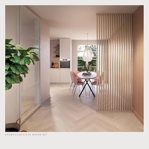KGM Komplett-Set Raumteiler 90° - Eiche Natur - MDF foliert - 100 x 270 cm | Lamellenwand, Sichtschutz & Raumtrenner für Deko & Wohnbereich, inkl. 12 Lamellen, PEFC, kürzbar, langlebig & abwischbar thumbnail 2