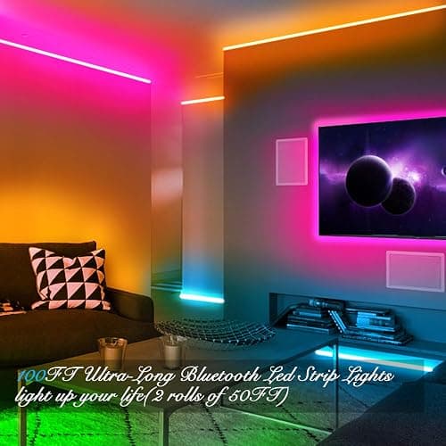 DAYBETTER Led Strip Lights 100 ft Smart with App Remote Control, 5050 RGB for Bedroom, Living Room, Home Decoration, Music Sync Color Changing for Room Party(2 Rolls of 50 ft) thumbnail 8
