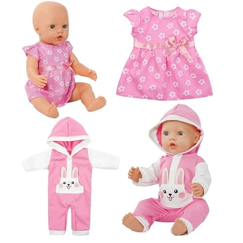 Aolso Baby Doll Clothes for 14-18 Inch/35-45 cm Dolls, 4-packs New Doll Clothes Outfits for Girls Birthday thumbnail 9
