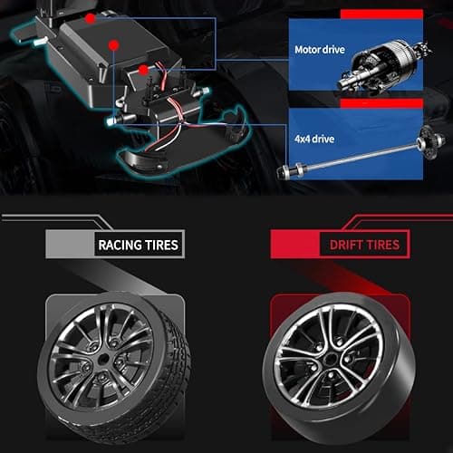 Sunydog RC Drift Car 1/16 2.4GHz 4WD 30km/h High Speed Gift RTR, Red thumbnail 7