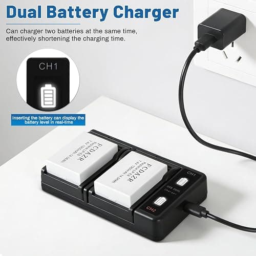 FCDAZR LP-E8 Battery Charger Kit for Canon EOS Rebel T2i, T3i, T5i Cameras | 2-Pack Compatible with Canon EOS Rebel T2i, T3i, T4i, T5i, EOS 550D, 600D, 650D, 700D, Kiss X4, Kiss X5, Kiss X6 Cameras thumbnail 5