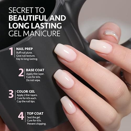 GAOY Gel Nail Polish Kit, 3 Colors 16ml Jelly Black White Pink, Soak Off UV Gel Polish Set - Encounter Romance thumbnail 4