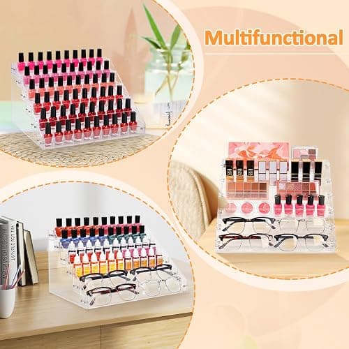 AumVum 6-Tier Nail Polish Organizer Rack, Acrylic Display Stand Holder for Nail Paint, Tattoo ink, Essential Oil, Sunglasses Storage for Salon Vanity Table, Home Decor, Holds 72 Bottles thumbnail 5