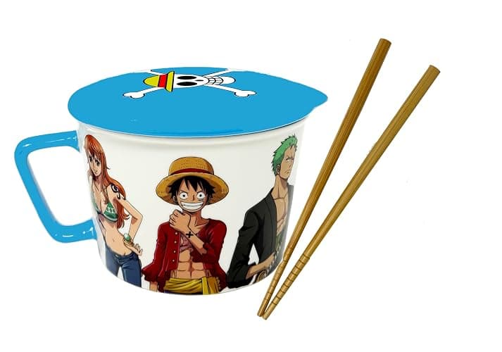 JUST FUNKY One Piece Ramen Bowl Set with Lid and Chopsticks - 28 Ounce Anime Ramen Bowl, One Piece Merch, Monkey D Luffy, Anime Merch - Image 1
