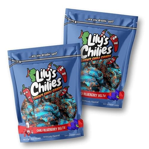 Lilys Chilies, Sour and Chili Chewy Candy (Chili Blueberry Belts) - Image 1