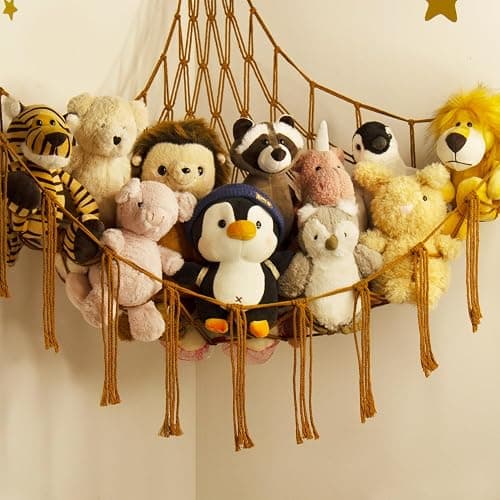 mirolam Stuffed Animal Hammock-Large Stuffed Animal Net For Toys Corner-Hanging Stuff Animal Toy Storage Organizer For Plush Plushie Display Caramel Toy Storage Girl Room Bedroom Boho Nursery Decor thumbnail 2