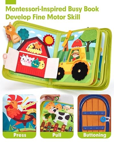 hahaland Busy Book for Toddlers 1-3 - Montessori Toys Busy Board for 1 Year Old Boy Gifts Girl Toys Educational Learning Quiet Activity Books Toddler Travel Toys for One Year Old Birthday Gift thumbnail 5