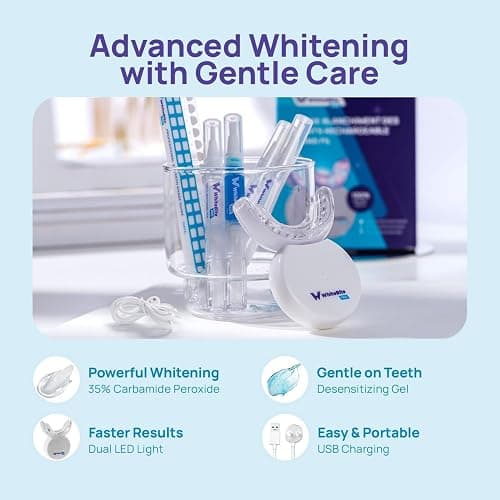 Whitebite Pro Teeth Whitening Kit for Sensitive Teeth – Dual LED Light + 35% Carbamide Peroxide Gel + Remineralizing Gel | Dental-Grade Whitening at Home thumbnail 3