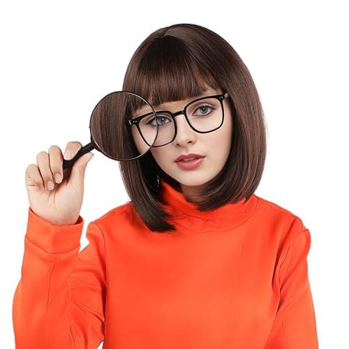 MUPUL Brown Bob Wig Short Brown Wigs for Costume Women Halloween Cosplay | Straight Brown Bob Wig with Bangs Natural Cute Wigs for Daily Costume Party thumbnail 2