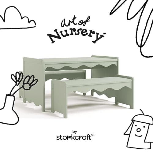 Storkcraft Casablanca Montessori Indoor Kids Table & Bench Set – Premium Kids Activity Table and Bench Set, Toddler Furniture for Crafts and Snack Time, Durable & Easy-to-Clean Surface (Sage) thumbnail 8