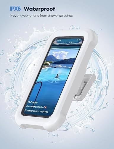 Lamicall Shower Phone Holder Waterproof - 480° Rotatable Retractable Adjustable Shower iPhone Case Holder, Bathroom Wall Phone Mount Stand Water Proof Anti Fog Case, Accessories for 4-7" Cellphones thumbnail 3