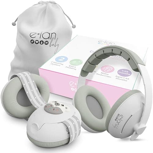 2-in-1 Baby Ear Muffs Noise Protection - Baby Headphones for Noise & Plane Travel - 2 Headbands - Toddler Ear Protection for Infant & Toddler Travel Essential, Age 1-36 Months - Image 1