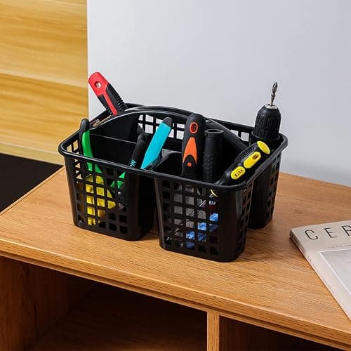 JiatuA Portable Shower Caddy Basket with Compartments Cleaning Supplies Organizer with Handle Plastic Storage Divided Tool Bin for Bathroom, Bedroom, Kitchen, College Dorm, Garden, Under Sink, Black thumbnail 7
