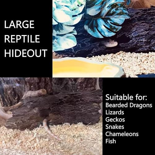 Tfwadmx Bearded Dragon Hide, 13.5" Large Reptile Hideout, Resin Simulated Hollow Log for Aquarium, Betta Fish Hideout, Reptile Tank Accessories for Corn Snakes, Young Ball Pythons, Geckos, Axolotls thumbnail 2