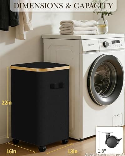 Laundry Hamper with Wheels, 75L Large Clothes Hamper with Removable Inner Bag, Collapsible Dirty Clothes Basket for Dorm, Rolling Dirty Clothes Basket for, Bedroom, Bathroom, Laundry Room thumbnail 2