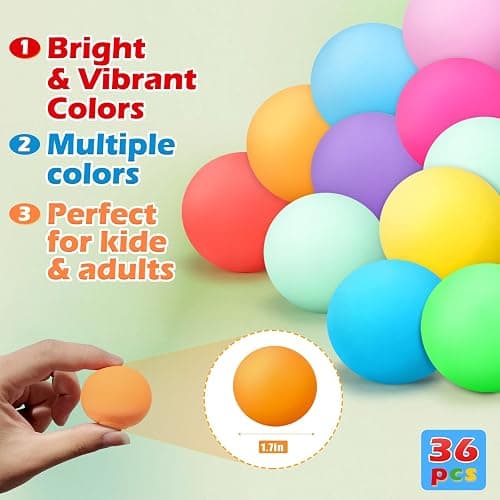 36Pcs Stress Balls Set for Adults and Kids - Squishy Ball Sensory Fidget Toys for Anxiety Relief - Squeeze Ball Party Favors Bulk Pack - Classroom Prize - Birthday thumbnail 4
