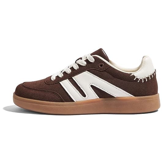 LUCKY STEP Women Classic Retro Gum Sole Fashion Sneakers Casual Tennis Skate Shoe Genuine Leather Walking Footwear Anti Slip Trainers - Image 1