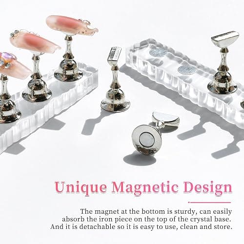 BQAN 2 Set Nail Holder for Painting Nails, Transparent Acrylic Nail Stand for Press on/Fake Nail Tips Training/Nails Display with 96 Pcs Reusable Adhesive Putty (Clear) thumbnail 5