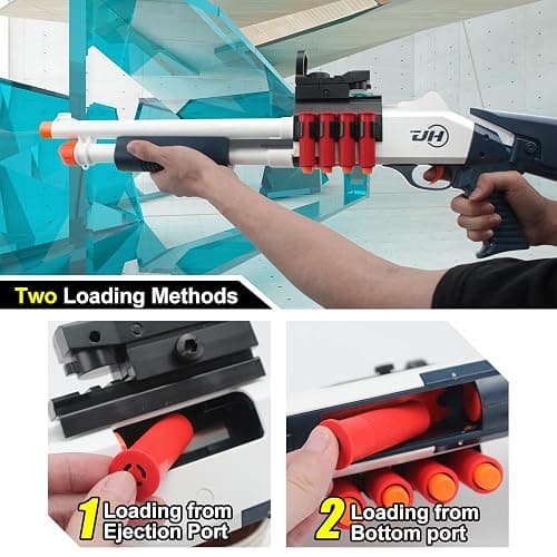 BIU BLASTER 30-Inch Shell Ejecting Foam Blaster Shotgun Soft Bullet Gun with 14 Shell Casings 50 Foam Darts Realistic Pump-Action Shotgun for 14+ Years (Blue&White) thumbnail 4