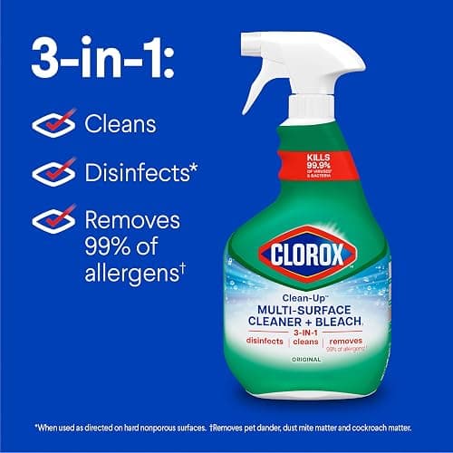 Clorox Clean-Up Multi Surface Cleaner Bleach Spray, Original, All Purpose Cleaning Spray Bottle, Mold and Mildew Cleaner, 32 Fl Oz., Pack of 3 thumbnail 2