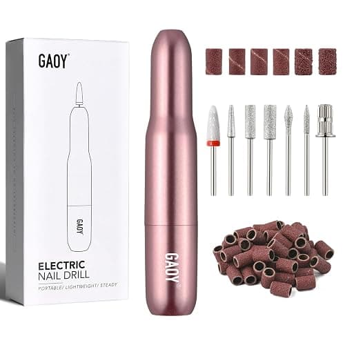 ❤️GAOY Electric Nail Drill for Acrylic and Gel, USB Electric Nail File, Portable Efile with Drill Bits, Manicure Pedicure Tools for Home Salon, Pink - Image 1