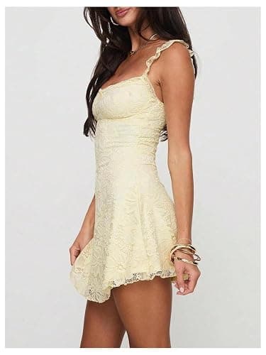 Floerns Women's Summer Mini Dress Floral Lace Sleeveless Vacation Cute A Line Dresses thumbnail 2