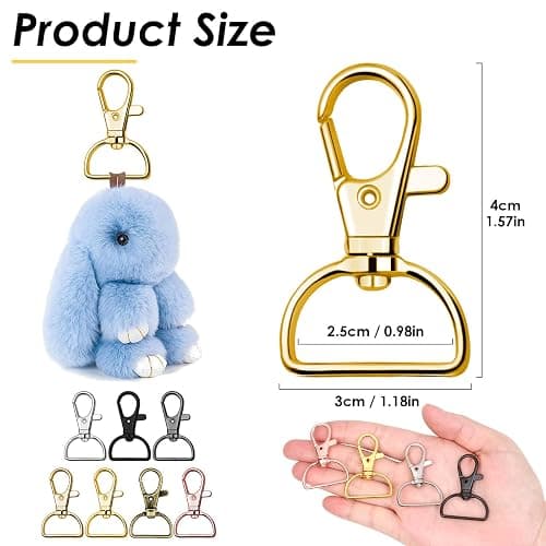 Swivel Clasp Hooks, Anezus 80Pcs Key Chain Clip Hooks, D Ring Clip Lanyard Hardware for Keychain Making, Lanyard Making, Purse Hardware, DIY Craft (1” Inside Width) thumbnail 3