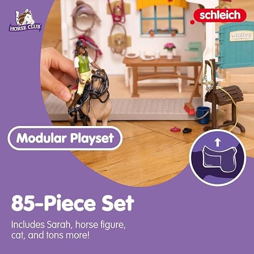 Schleich Horse Club - 85 PC Tack Room Stable Extension Toy Playset with Rider Sarah Action Figure, Horse Figurine and Accessories for Girls and Boys - Interactive, Realistic Kids Toys Ages 5+ | 42591 thumbnail 3