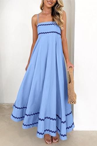 PRETTYGARDEN Women's 2026 Summer Flowy Maxi Dress Casual Sleeveless Spaghetti Strap Ruffle Beach Long Dresses thumbnail 8