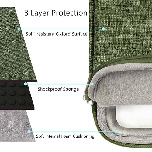 Voova Laptop Sleeve Carrying Case 14 15 Inch Compatible with MacBook Air 15 M2/M3/M4 2022-2025, MacBook Pro 15, Hp Chromebook 14, Waterproof Slim Computer Cover Bag,Army Green thumbnail 4