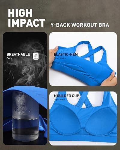 RUNNING GIRL High Impact Sports Bras for Women, Adjustable Straps Bra High Support Workout Bra with Sewn in Pads thumbnail 3