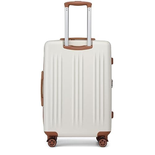 Kono Lightweight 24 Inch Expandable Luggage with Quiet Spinner Wheels TSA Lock, Scratch and Drop Resistant PC+ABS Hardside Durable Medium Checked Suitcase, Cream White & Brown thumbnail 9