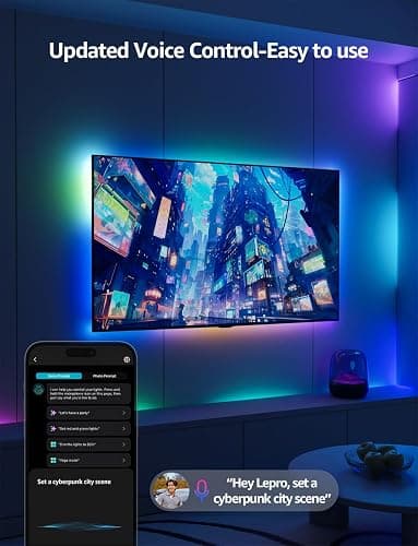 Lepro S1 AI LED Strip Lights for Bedroom - 32.8ft Smart RGB Light Strips with IC and Rainbow Chasing Effects, Color Segment DIY, Personalized Al Lighting Designer, No Remote, 2.4G Wi-Fi & Bluetooth thumbnail 3