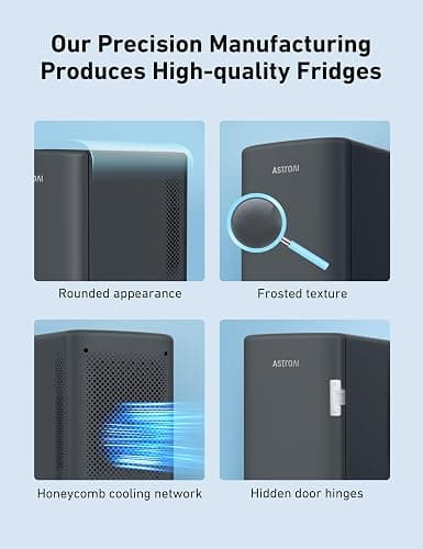 AstroAI Mini Fridge 2.0 Gen, 6 Liter/8 Cans Small Refrigerator Makeup Skincare Fridge 110V AC/12V DC Portable Thermoelectric Cooler and Warmer Fridge for Bedroom, Present for Dad (Dark Grey) thumbnail 6
