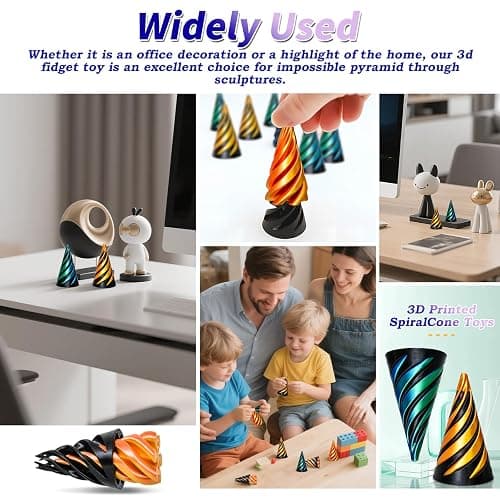 2 Pcs Impossible 3D Spiral, Pyramid Fidget Toy, 3D Printed Pass Through Fidgets for Home Office Decoration and Gifts thumbnail 6