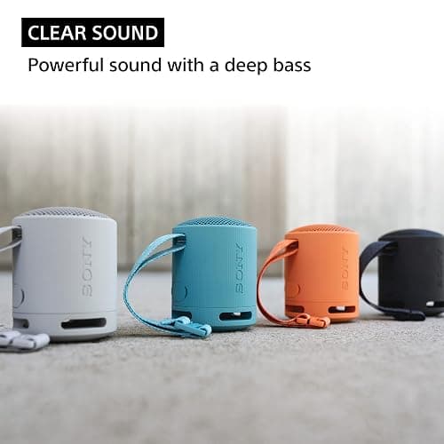 Sony SRS-XB100 Wireless Bluetooth Portable Lightweight Super-Compact Travel Speaker, Durable IP67 Waterproof & Dustproof Shower Speaker, 16 Hr Battery, Versatile Strap, Hands-free Calling, Light Gray thumbnail 3