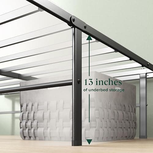 Zinus Rumi 14in Queen Metal Bed Frame, Quick Assembly SmartBase® Mattress Foundation, Heavy Duty Sturdy Steel with No Box Spring Needed, Eco-Friendly Packaging, Black thumbnail 5
