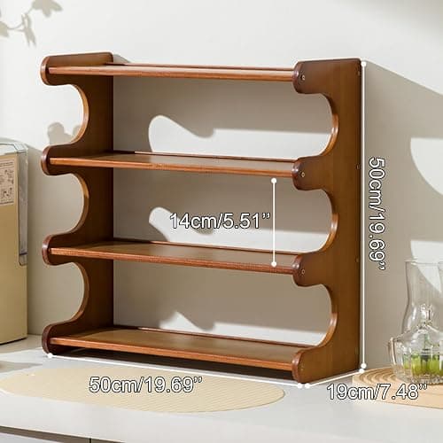 STEHEMO 4-Tier Wooden Mug Display Holder, Mug Holder for Countertop Coffee Cup Holder Coffee Mug Organizer Mug Rack for Coffee Bar Organizer Mug Shelf for Cabinet for Kitchen, Home,Brown thumbnail 3