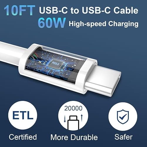 iPhone 17 16 15 Charger Fast Charging Cord, 10FT Long USB C Charging Cable with 20W Type C Charger Block for iPhone 17 Pro Max/17 Pro/17/, 16 15 Pro Max/16 15 Pro/16 15,iPad Pro/Air, Android Phone thumbnail 5
