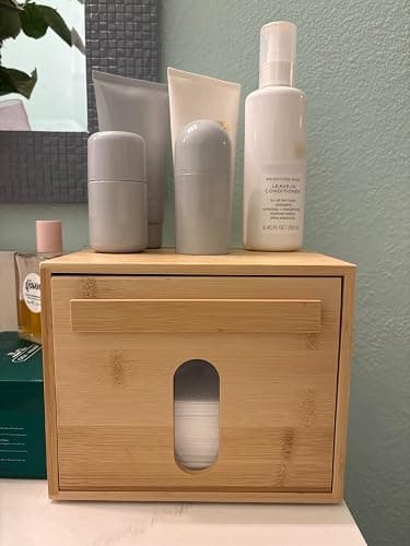 Disposable Face Towel Holder Bamboo Storage Box, Facial Towels Container Box with Drawer, Clean Towel XL Organizer for Bathroom(Excluding Facial Towels) thumbnail 7