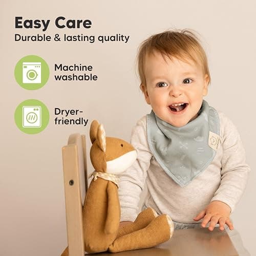 KeaBabies 8-Pack Organic Baby Bandana Bibs for Boys, Girls - Super Absorbent Triangle Baby Bibs for Drooling and Teething Infant, 100% Cotton Extra Soft for Newborn, Infant 0-36 Months (Nordic) thumbnail 7