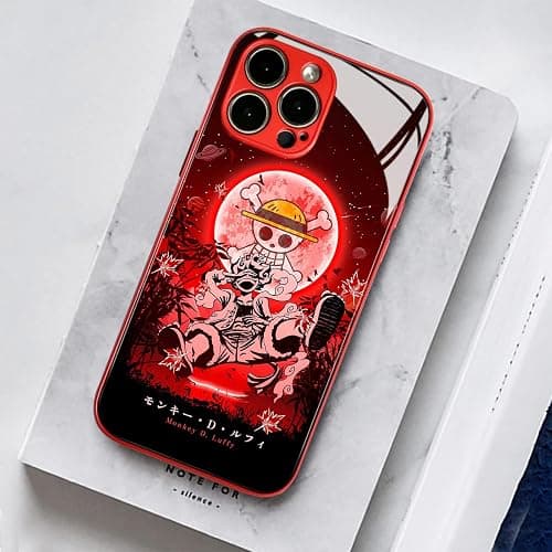 HEMINJYJEF Japanese Anime Anti-Drop Color Soft Silicone Protective Shell Manga Pattern Tempered Glass Covers Multicolor Phone Cases (Metal Red, Luffy Gear 5 Nika,for iPhone 11) thumbnail 5