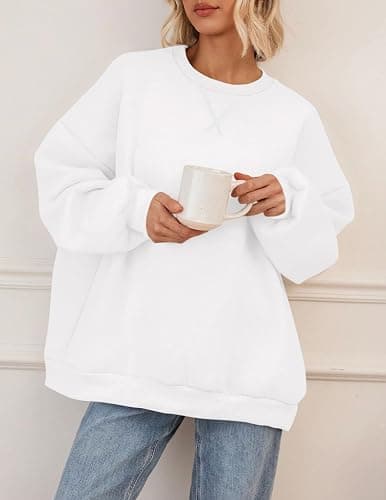 PRETTYGARDEN Sweatshirt for Women Trendy Casual Crewneck Long Sleeve Pullover Tops Fall Fashion Outfits 2025 Winter Clothes - White - Medium thumbnail 3