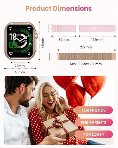 Smart Watch for Women Men Fitness: Smart Watch for iPhone&Android Bluetooth Call with SpO2 Sleep Heart Rate Monitor,IP68,Fitness Tracker with 120+Sport,Reloj Inteligente 30 Day+Battery Life, 2 Bands thumbnail 7